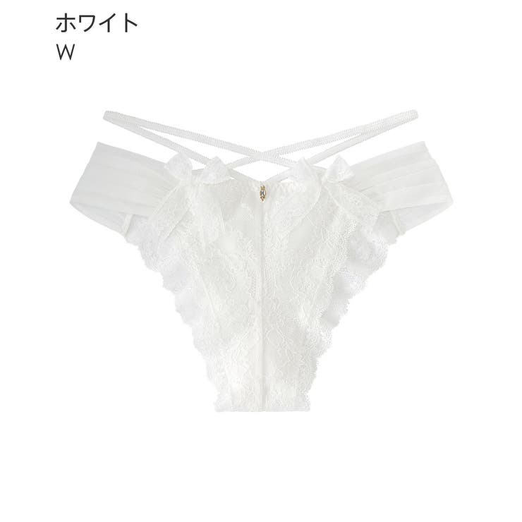 W-ホワイト | クロスレースリボン ハーフバックショーツ | aimerfeel