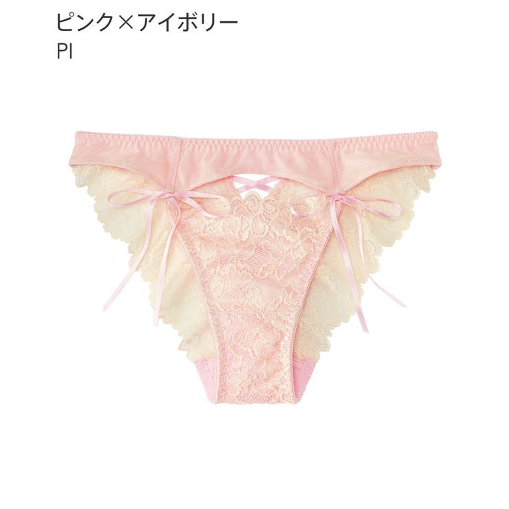 PI-ピンク×アイボリー | シークレットリボン ハーフバックショーツ | aimerfeel