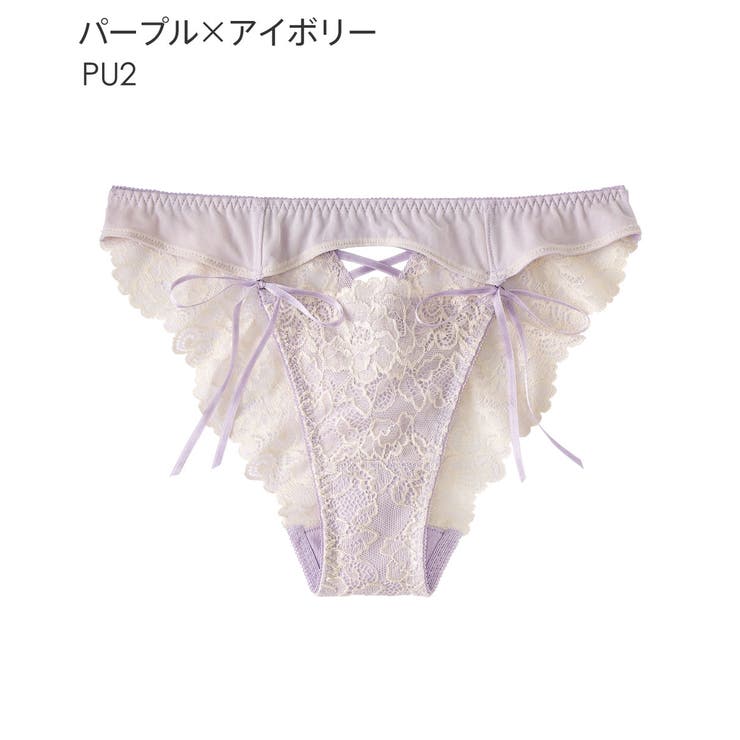 PU2-パープル×アイボリー | シークレットリボン ハーフバックショーツ | aimerfeel