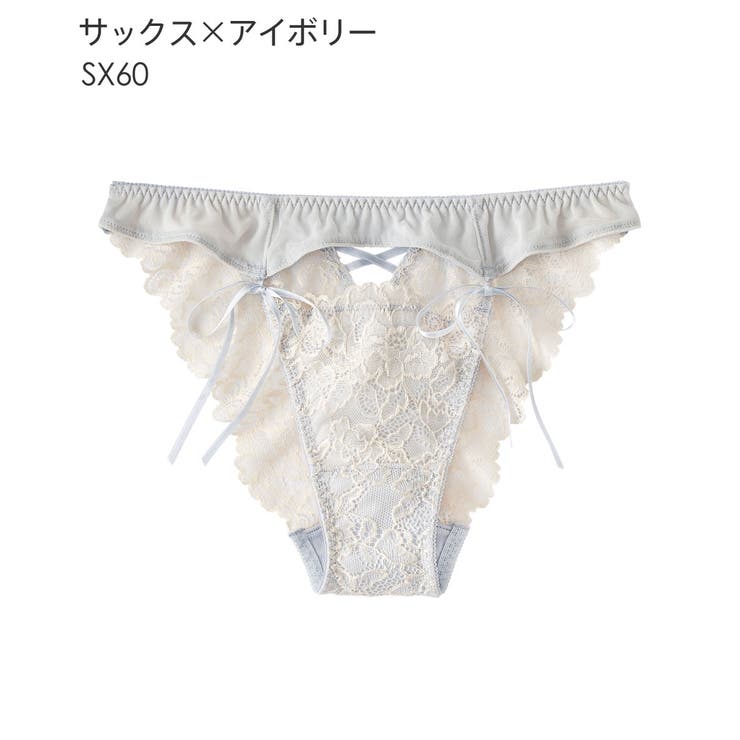 SX60-サックス×アイボリー | シークレットリボン ハーフバックショーツ | aimerfeel
