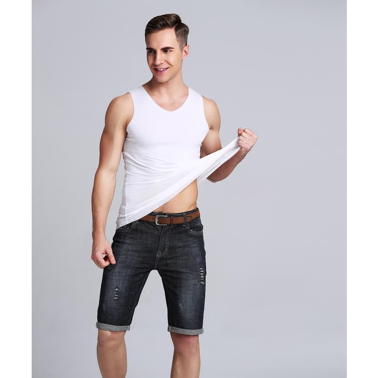 WHITE | シームレスV型タンクトップ | aimoha men