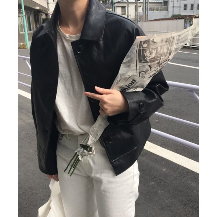 韓国風フェイクレザージャケット レディース ジャケット[品番