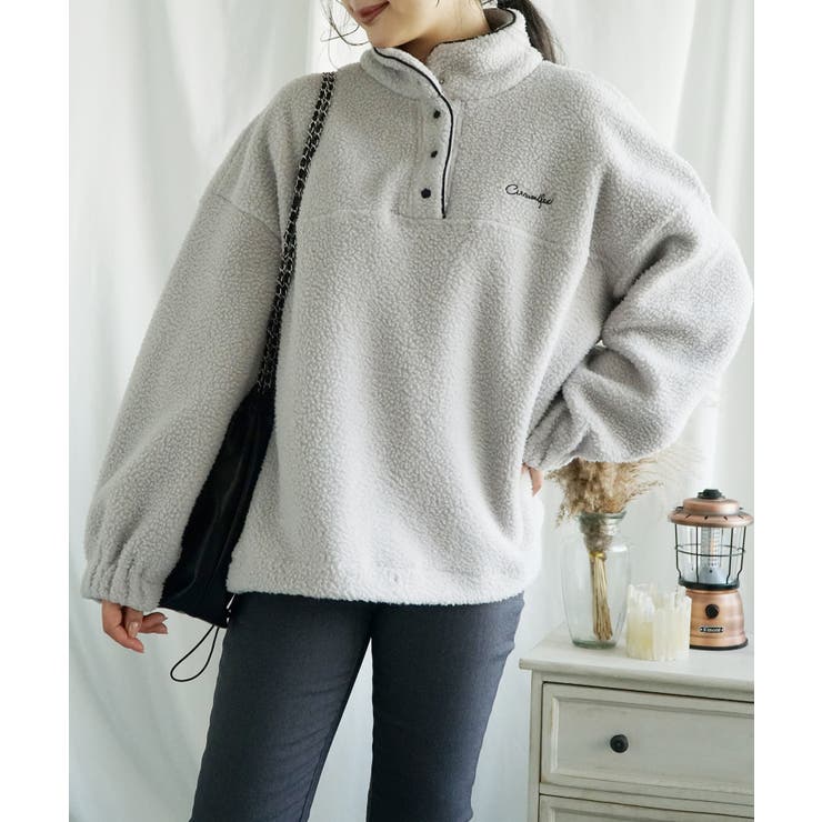 グレー | ボアプルオーバー ボアトレーナー オーバーサイズ 秋冬【AW】 | aimoha 