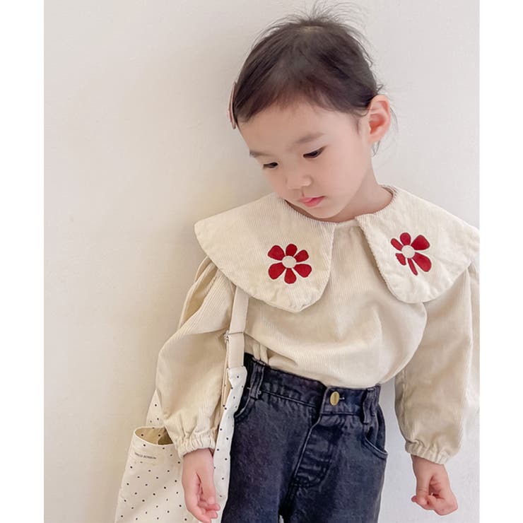 新作 韓国子供服 かわいいビッグカラー花刺繍入りブラウス[品番：XT000005111]｜aimoha kids（アイモハキッズ）のキッズ ファッション通販｜SHOPLIST（ショップリスト）