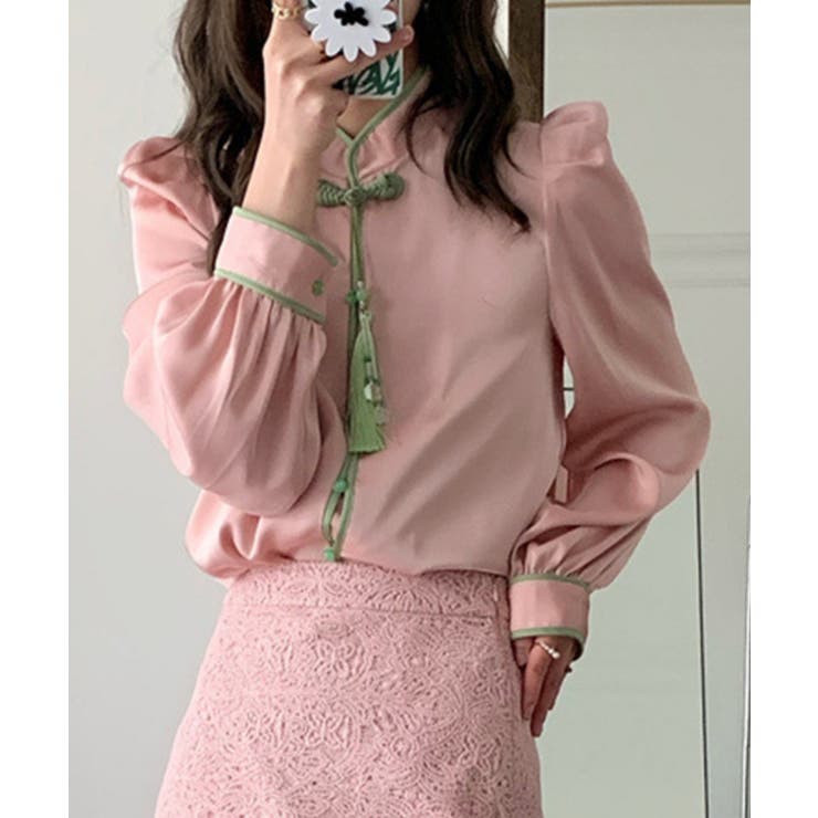 ピンク | チャイナ風ブラウス 韓国ファッション ワンピース | aimoha 