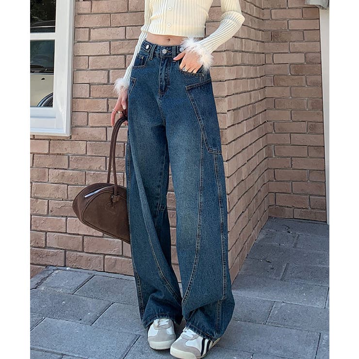 カーブライン ワイドデニムパンツ | aimoha  | 詳細画像9 