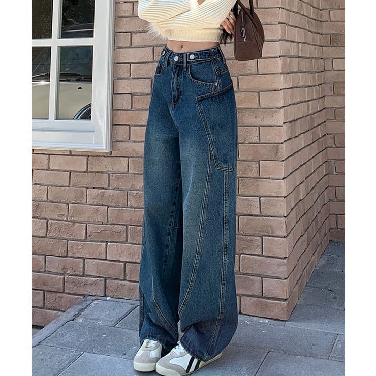 カーブライン ワイドデニムパンツ | aimoha  | 詳細画像10 