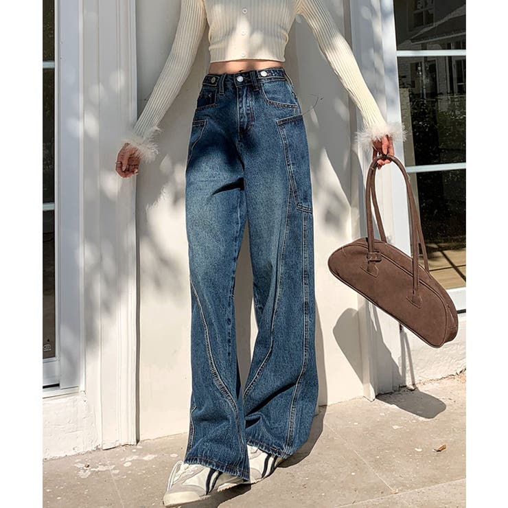 カーブライン ワイドデニムパンツ | aimoha  | 詳細画像11 