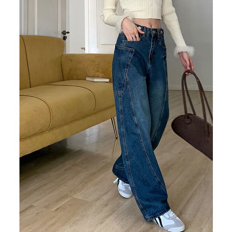 カーブライン ワイドデニムパンツ | aimoha  | 詳細画像2 