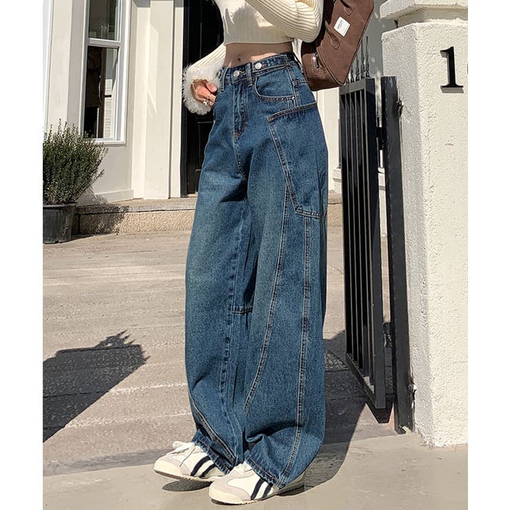 カーブライン ワイドデニムパンツ | aimoha  | 詳細画像5 