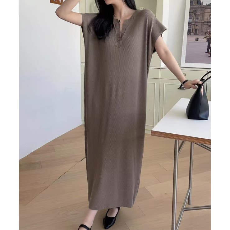 モカ | ボタンデザインカジュアルワンピース | aimoha 