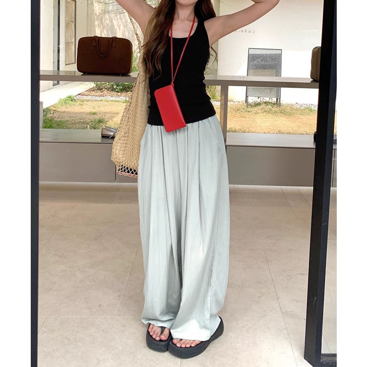 タックギャザー ワイドリラックスパンツ | aimoha  | 詳細画像12 