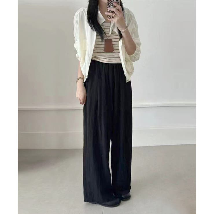 タックギャザー ワイドリラックスパンツ | aimoha  | 詳細画像14 