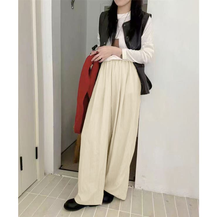 タックギャザー ワイドリラックスパンツ | aimoha  | 詳細画像8 