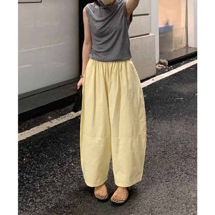 イエロー | コットンボリュームワイドパンツ | aimoha 