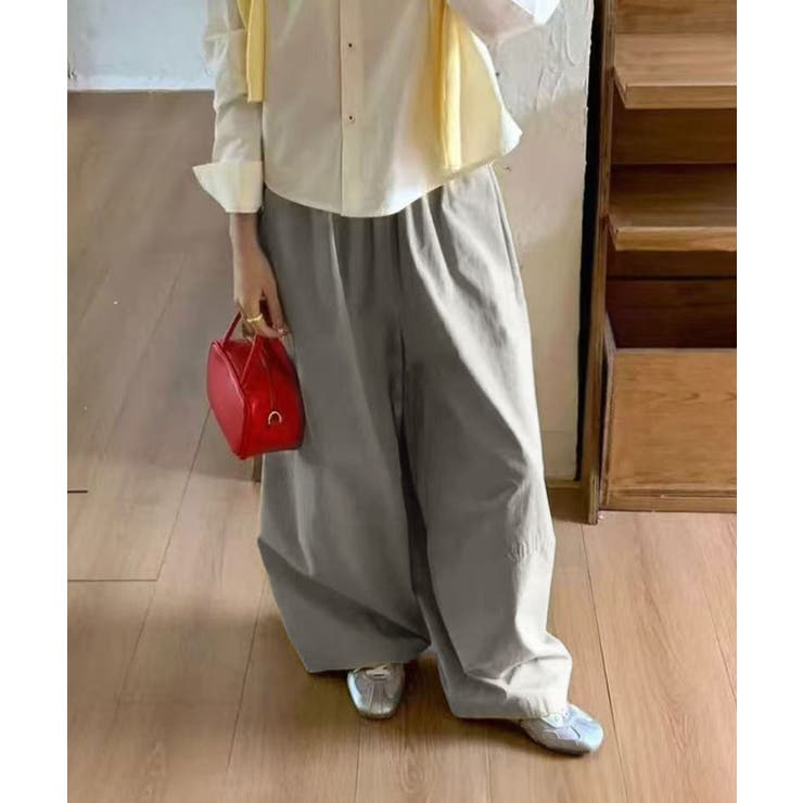 グレー | コットンボリュームワイドパンツ | aimoha 