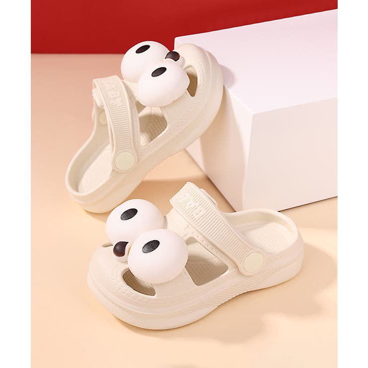 ホワイト | 【aimoha-KIDS-】かわいいビッグアイ 2WAYサンダル | aimoha kids