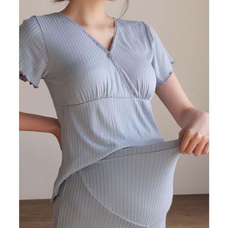 ライトブルー | マタニティ半袖ルームウェアセット | aimoha 