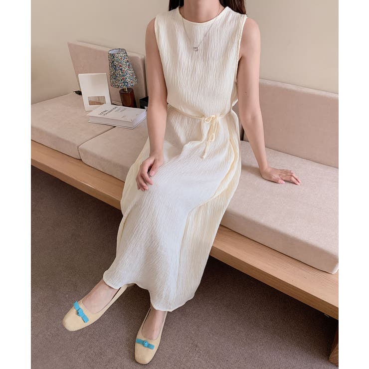 ベージュ | ノースリーブロングワンピース | aimoha 