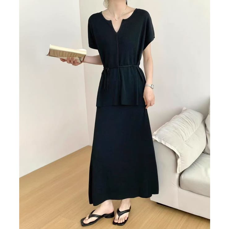 ISSEI MIYAKE FETE セットアップ 半袖トップスとロングスカート