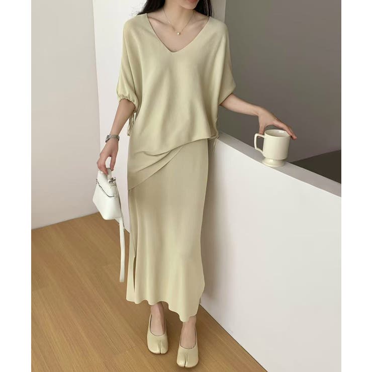 ゆったりトップス＆ロングスカート セットアップ[品番