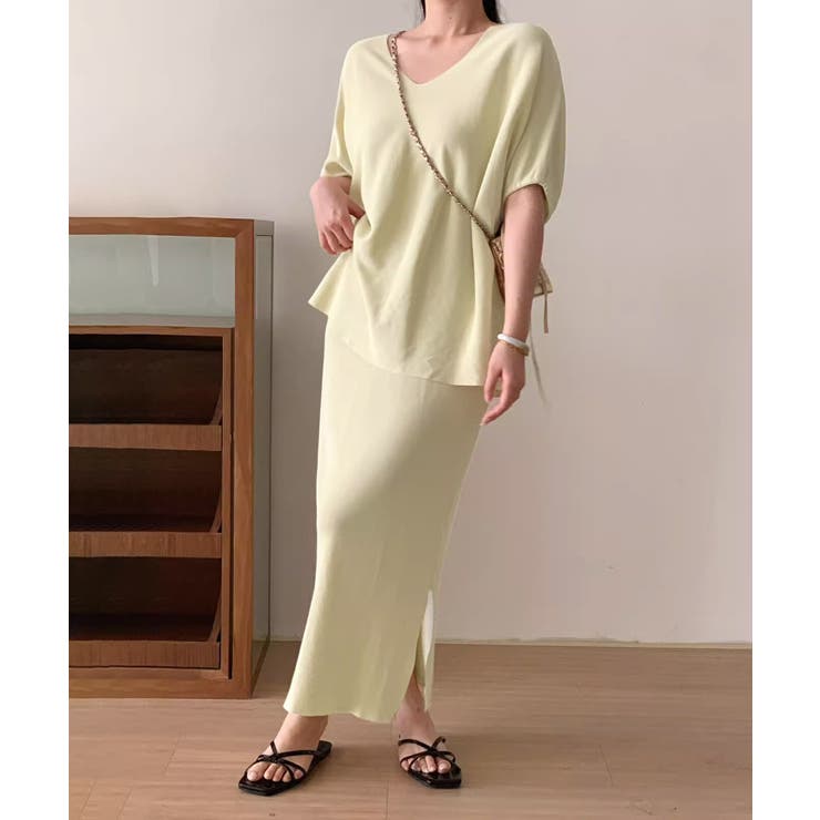 ANOKHI トップス&ガーグラスカートのセットアップ カットジョーゼット トップス＆スカート【セットアップ