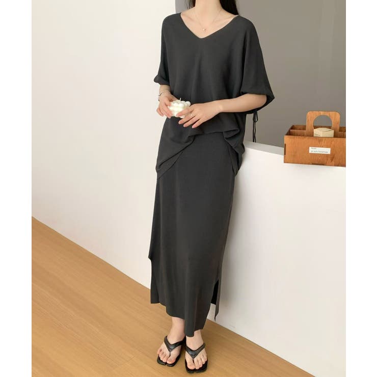 ゆったりトップス＆ロングスカート セットアップ[品番