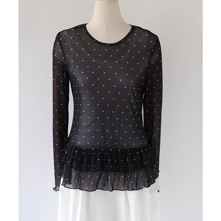 ドットチュールプリーツシアートップス | aimoha  | 詳細画像25 