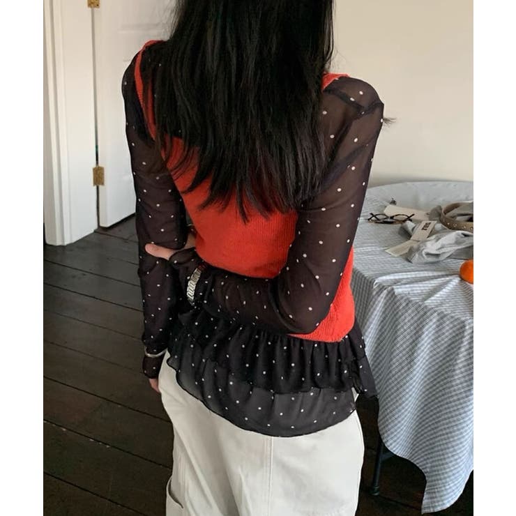 ドットチュールプリーツシアートップス | aimoha  | 詳細画像24 