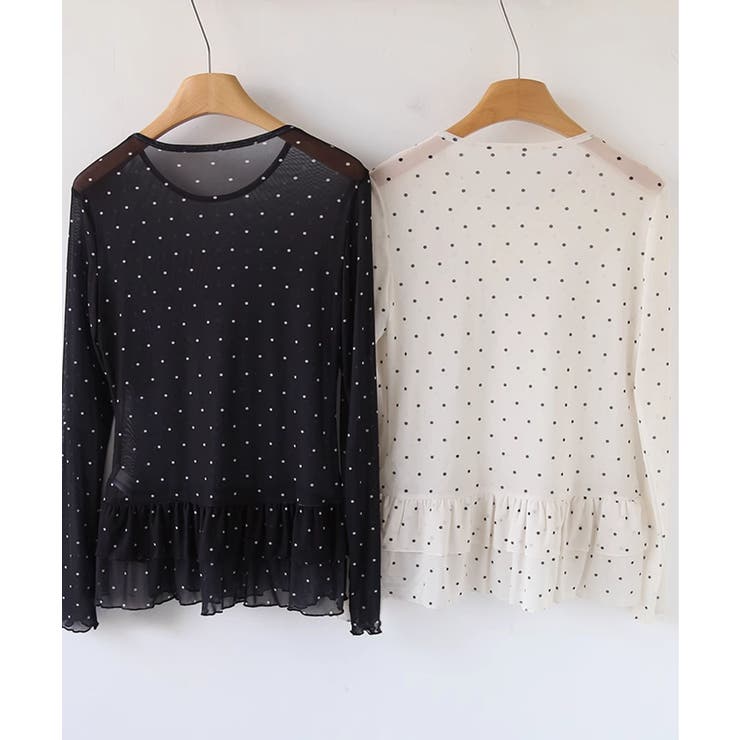 ドットチュールプリーツシアートップス | aimoha  | 詳細画像4 