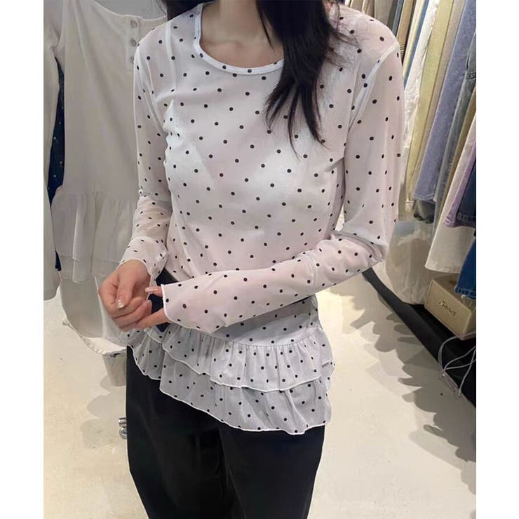 ドットチュールプリーツシアートップス | aimoha  | 詳細画像5 