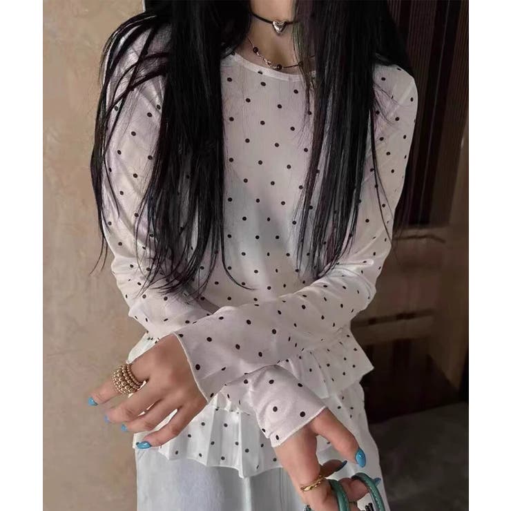 ドットチュールプリーツシアートップス | aimoha  | 詳細画像7 