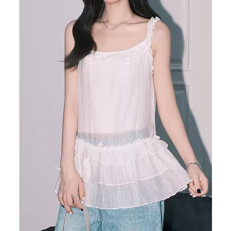 ホワイト | フリルティアードキャミソール | aimoha 