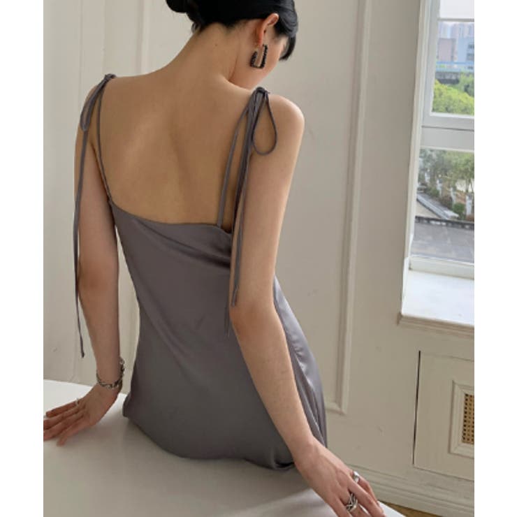 Jasmine Grandiflorum ドレープ肩紐キャミワンピース | aimoha  | 詳細画像1 