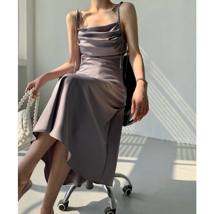 Jasmine Grandiflorum ドレープ肩紐キャミワンピース | aimoha  | 詳細画像5 