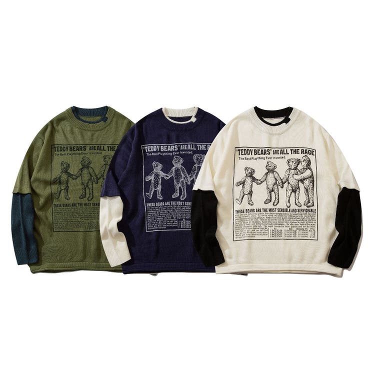 アメカジアンティーク風イラストレイヤード風袖切り替えニット風スウェット 品番 Xt Hook フック のメンズファッション通販 毎日送料無料 Shoplist ショップリスト