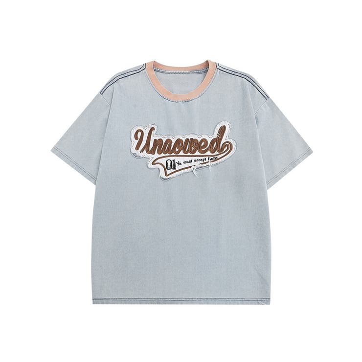 ライトブルー | HOOK Tシャツ アメカジパッチワーク半袖ビッグTEE | HOOK