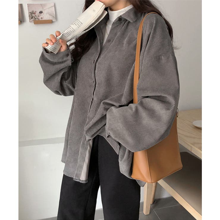 グレー | 新作 コーデュロイ シンプルオーバーシャツ | aimoha 