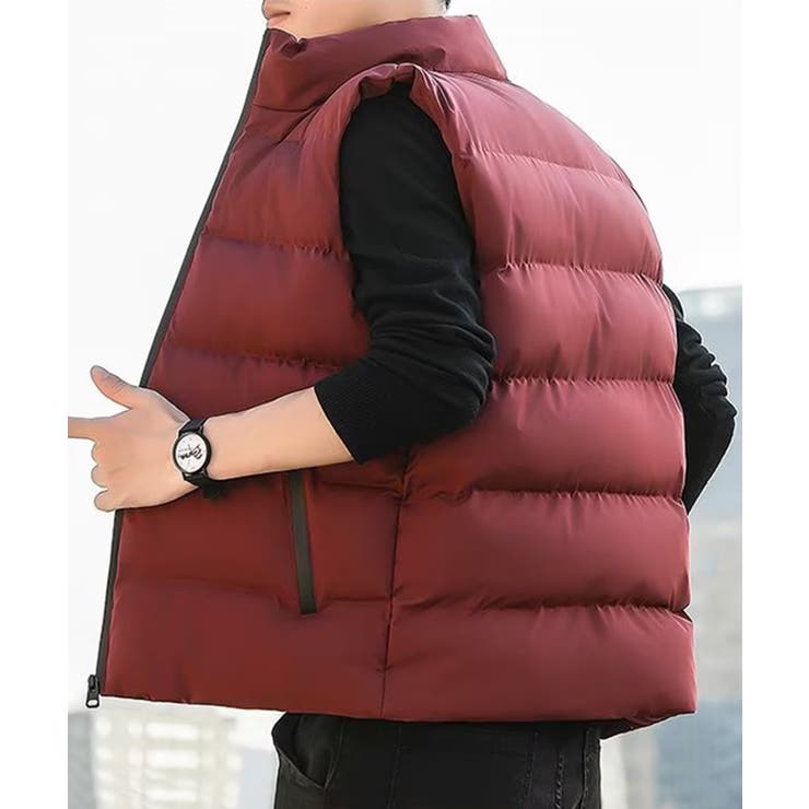 カジュアルダウンベスト 防寒対策 暖かいスタンドカラー | aimoha men | 詳細画像1 