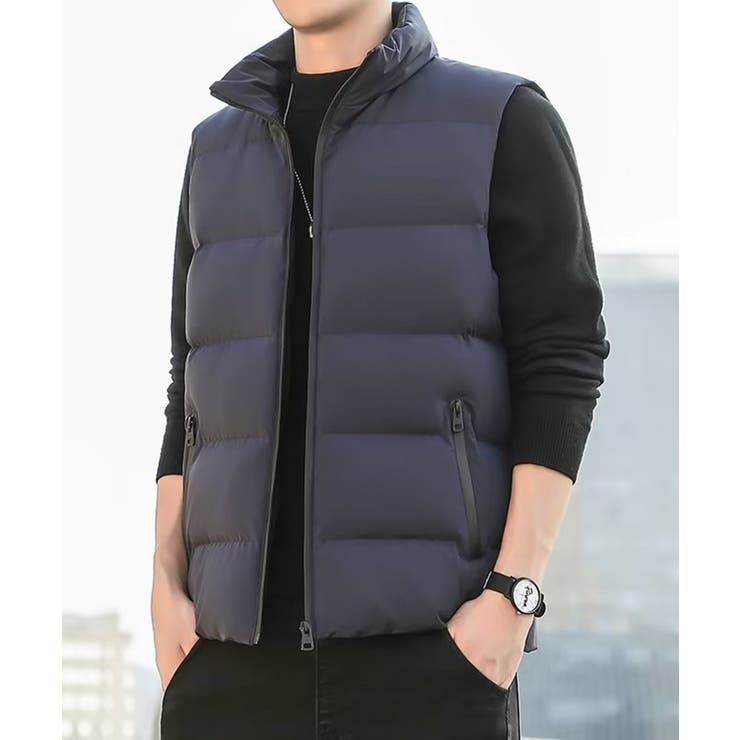 カジュアルダウンベスト 防寒対策 暖かいスタンドカラー | aimoha men | 詳細画像9 