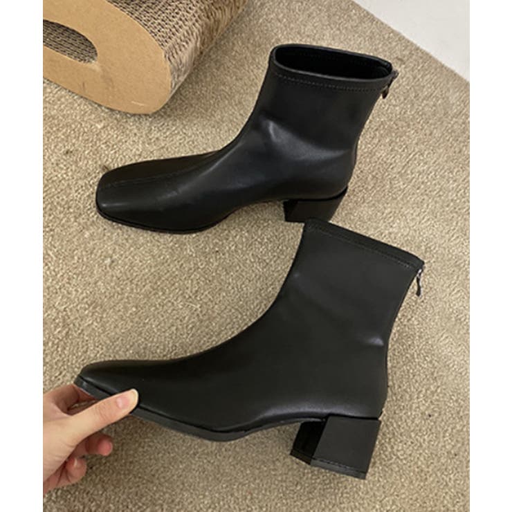 ブラック | ファイクレザーブーツ ショートブーツ 韓国 | aimoha 
