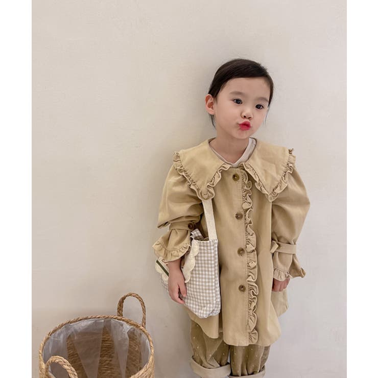 韓国子供服 かわいいビッグカラーフリルたっぷりロングコート 韓国子供服 品番 Xt Aimoha Kids アイモハキッズ のキッズファッション通販 Shoplist ショップリスト