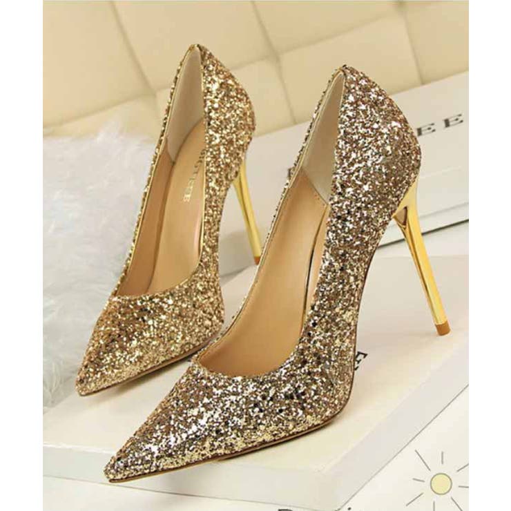 ☆超美品☆ キビラ (23.5) パンプス ヒール ラメ キラキラ 日本