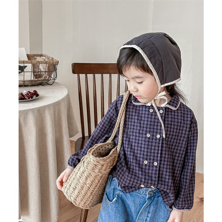 韓国子供服 ギンガムチェックブラウスシャツ キッズ | aimoha kids | 詳細画像1 