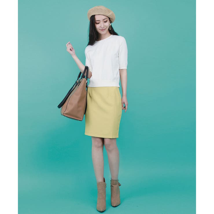 イエロー | ミディアム丈タイトスカートスカート 膝丈スカート 膝丈 | aimoha 