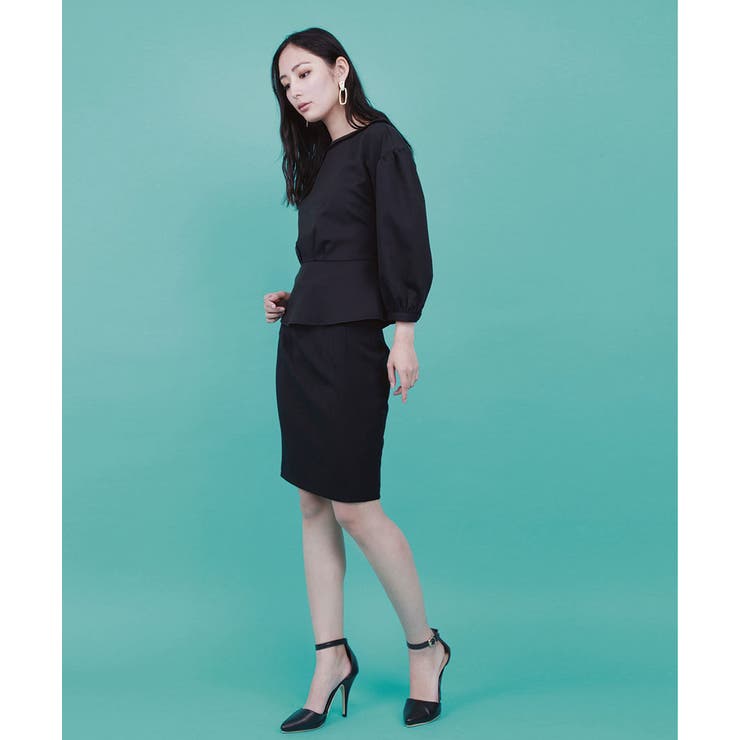 ブラック | ミディアム丈タイトスカートスカート 膝丈スカート 膝丈 | aimoha 