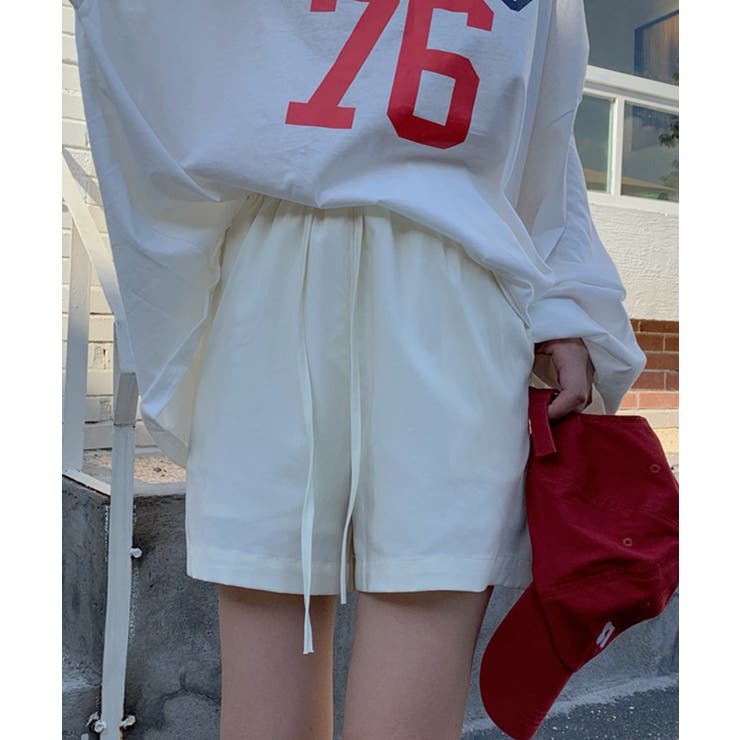 ホワイト | 新作 ゆったりハーフパンツ 韓国ファッション | aimoha 