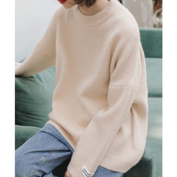 袖のタグが可愛いマシュマロニット レディース トップス[品番