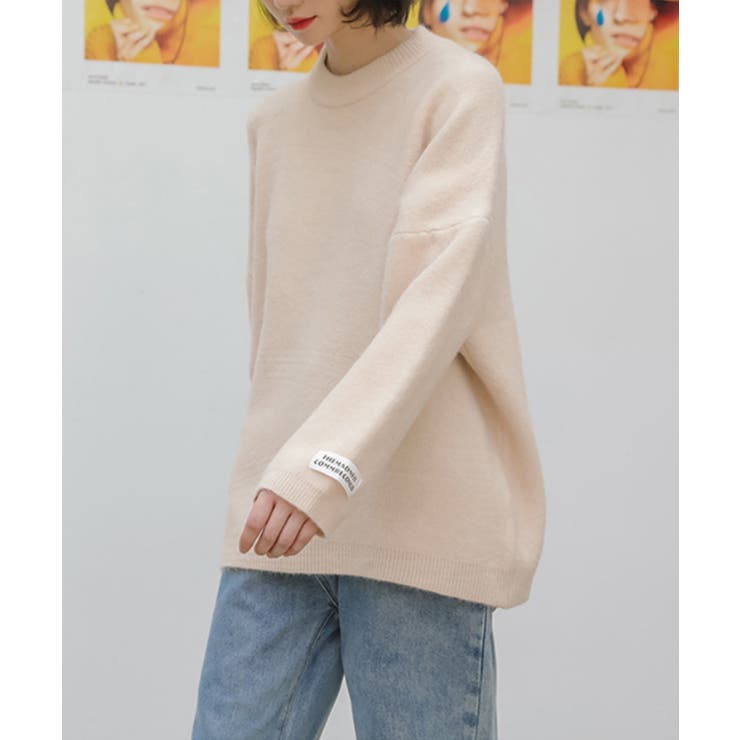 袖のタグが可愛いマシュマロニット レディース トップス[品番