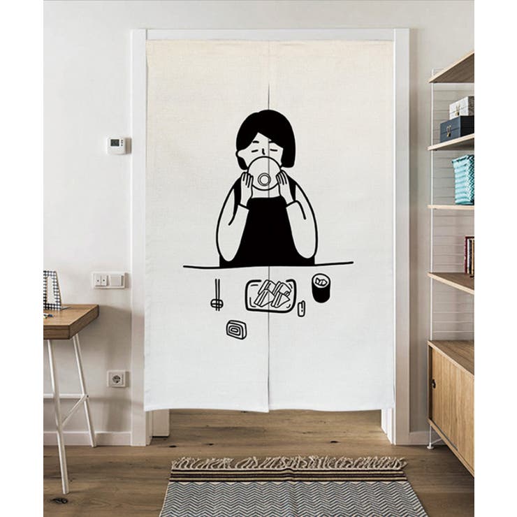 Outlet モノクロほっこりイラストのれん カーテン 品番 Xt Aimoha アイモハ のファッション通販 Shoplist ショップリスト